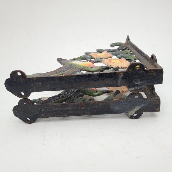 Vintage Cast Iron Painted Cast Iron Hummingbird Shelf Brackets Plant Hanger Bird - Picture 8 of 10